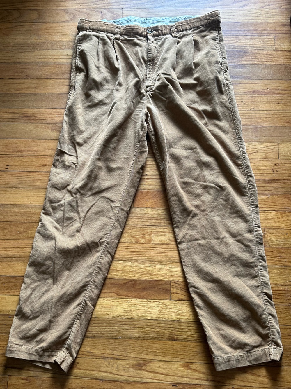 Oak Hill Pleated Stretch Corduroy Trousers 40x34 Straight Fit Pants
